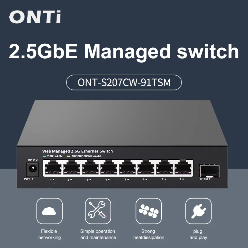Sfp+ 10G Managed Switch 8 Port - ONTi 2.5GbE управляемый коммутатор, 8 портов,